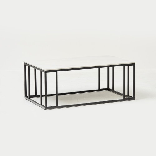 TERESIA - WHITE MODERN LARGE RECTANGLE SINTHERED STONE COFFEE TABLE 