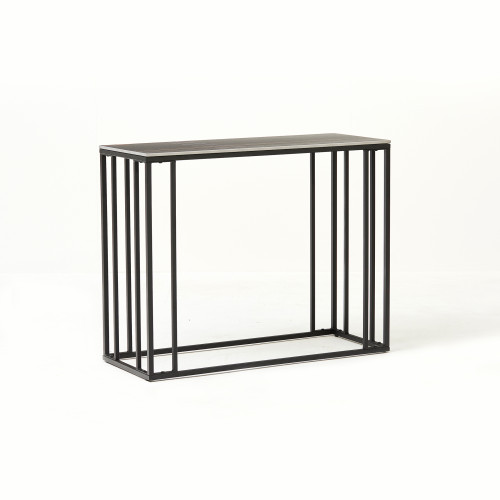 TERESIA - BLACK MODERN LARGE RECTANGLE SINTHERED STONE CONSOLE TABLE  