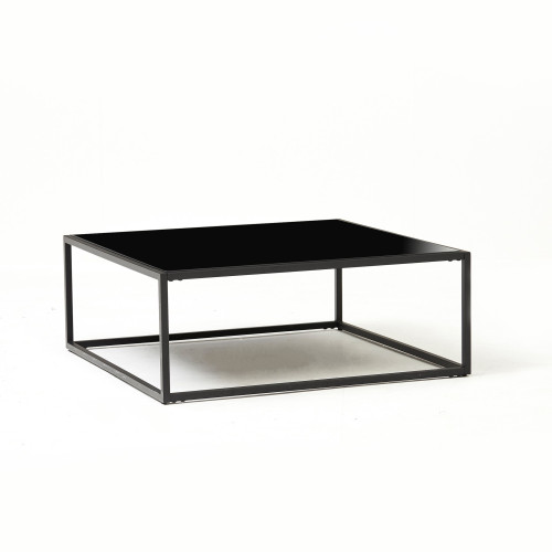 ALVA - BLACK MODERN LARGE RECTANGLE TINTED MIRRORED COFFEE TABLE 